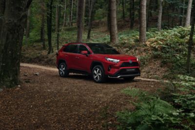 Toyota’s RAV4 Plug-in Hybrid on a forest road