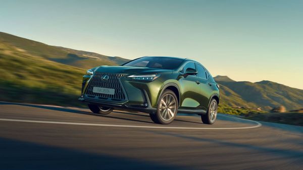 Ein Lexus NX fährt auf einer Bergstraße