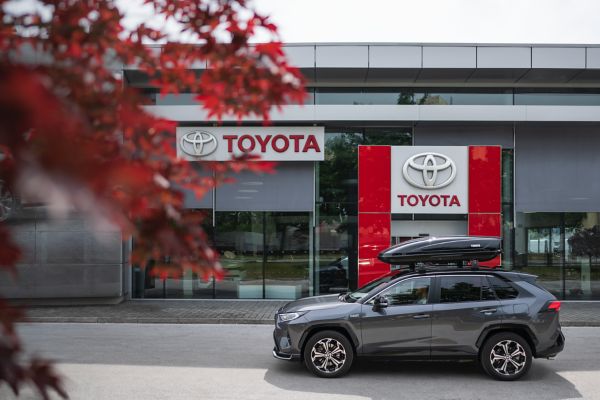 a car parked outside of a Toyota centre