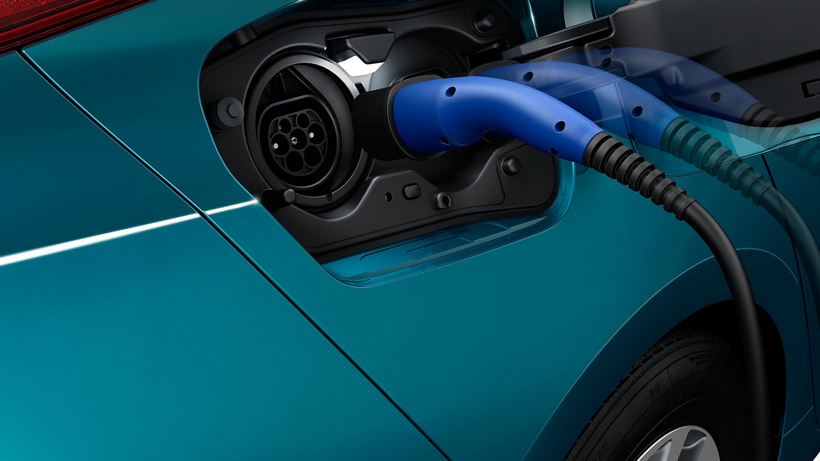 Electric vehicle being charged