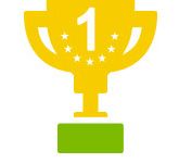 Ikona złotego pucharu z cyfrą 1.