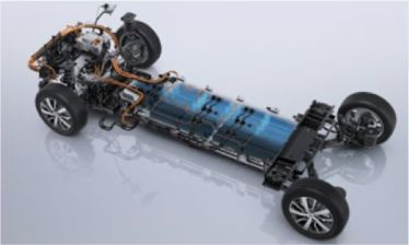 Schemat podwozia auta elektrycznego.