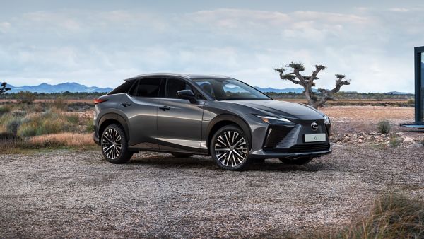 A Lexus RZ 450e parked in a rural location