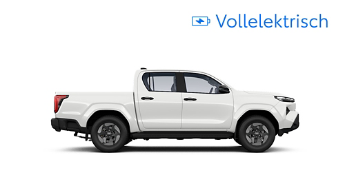 Weißer Hilux steht seitlich auf transparentemHintergrund