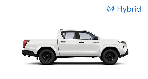 Weißer Hilux steht seitlich auf transparentemHintergrund