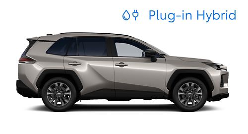 Ein Toyota RAV4 ist in der Seitenansicht vor einem weißen Hintergrund zu sehen.
