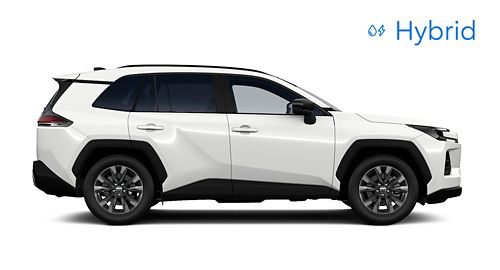 Ein weißer Toyota RAV4 ist in der Seitenansicht vor hellem Hintergrund abgebildet.