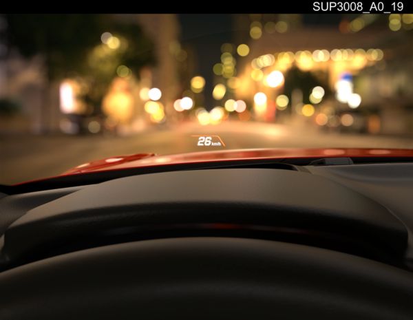 Perspektive des Fahrers auf das Head-up Display