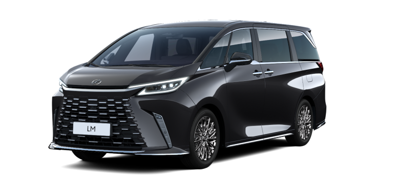 Ein schwarzer Lexus LM in der Seitenansicht
