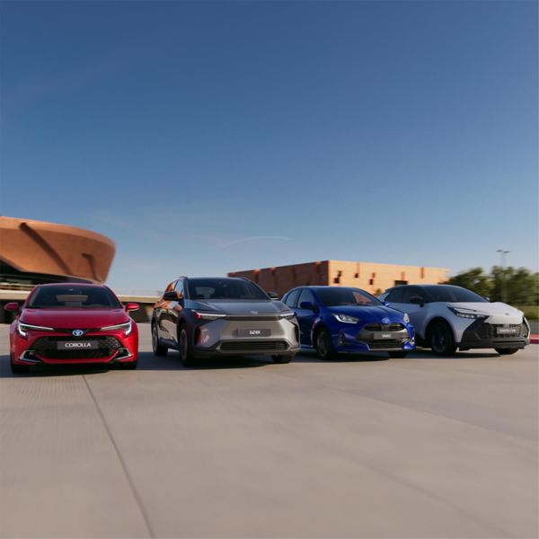 Corolla, bz4x, Aygo X, Toyota C-HR Nebeneinander