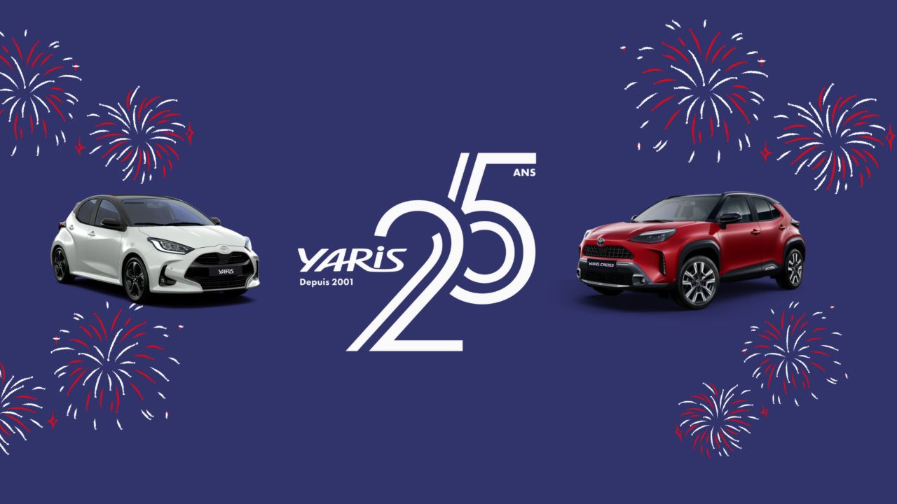Visuel des 25 ans de TMMF et de production de la Toyota Yaris