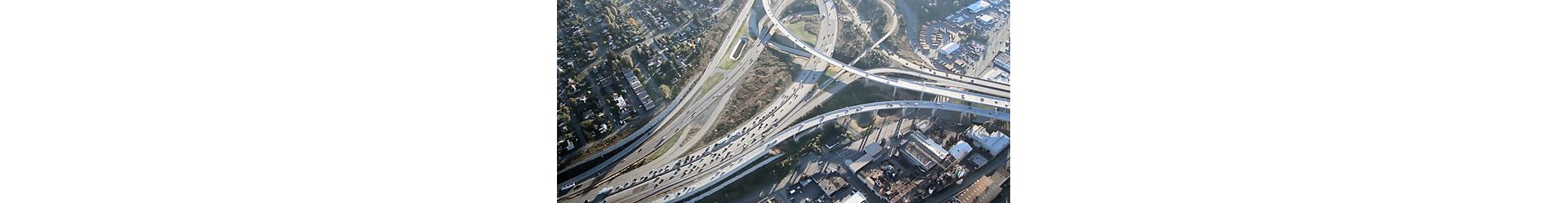 Arial view of busy motorway