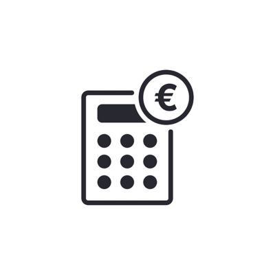 Symbol eines Rechners mit Euro-Symbol