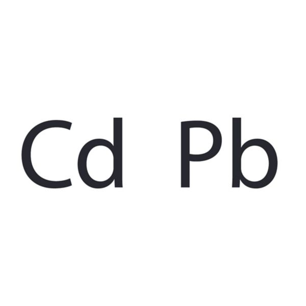 Die Buchstabenkombination "Cd" und "Pb" auf weißem Hintergrund