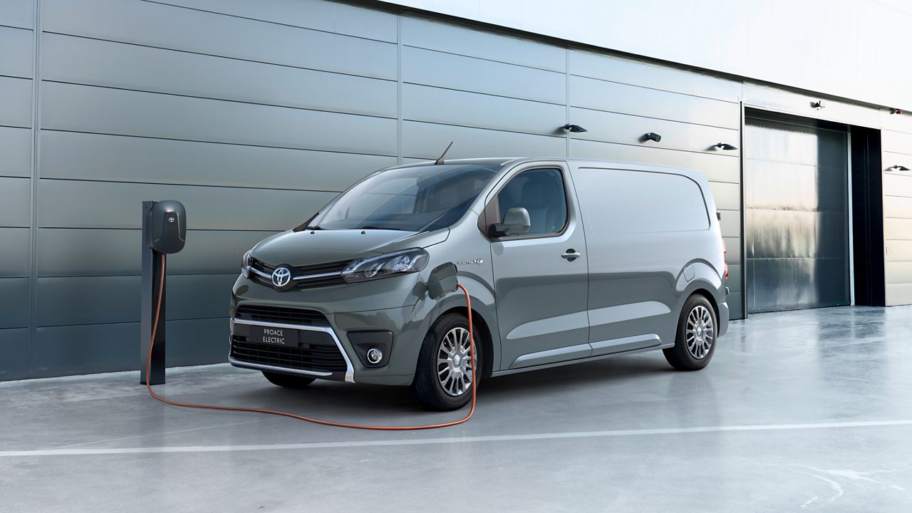Falcon Grey Toyota Proace Electric side-on view