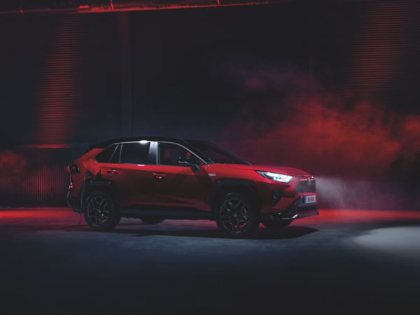 Toyota RAV4 Plug-in in red showcasting