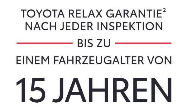 Toyota Relax Garantie¹ nach jeder Inspektion bis zu einem Fahrzeugalter von 15 Jahren