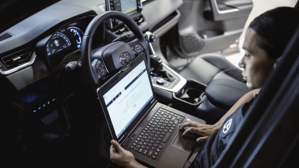 Toyota technican on laptop