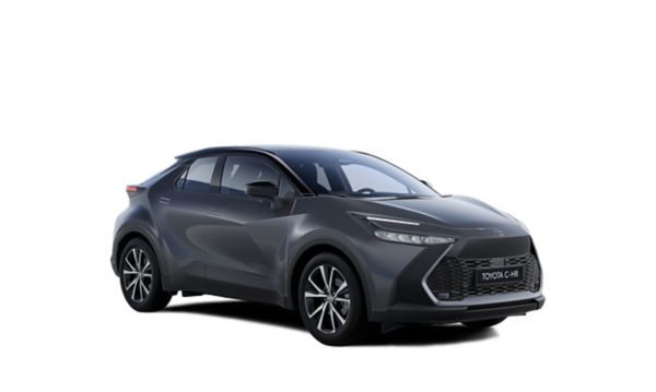 Ein schwarzer Toyota C-HR auf weißem Hintergrund