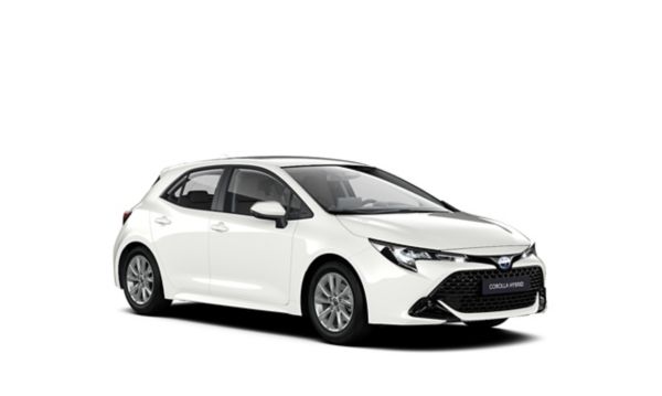 Ein weißer Toyota Corolla Comfort Hybrid auf einem weißen Hintergrund