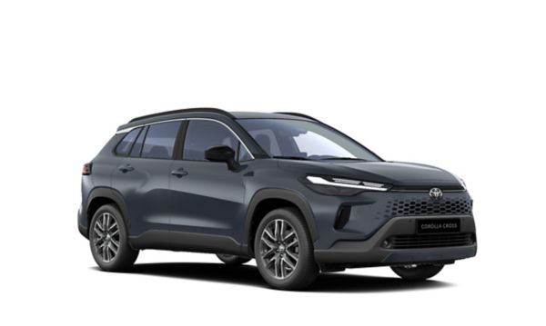 Ein schwarzer Toyota Corolla Cross auf einem weißen Hintergrund