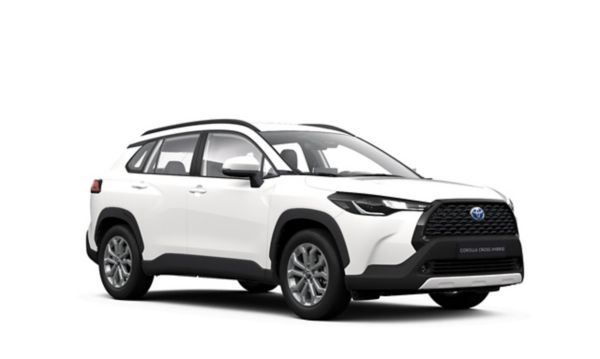 Ein weißer Toyota Corolla Cross auf einem weißen Hintergrund