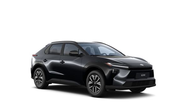 Ein schwarzer Toyota bZ4X Teamplayer auf einem weißen Hintergrund