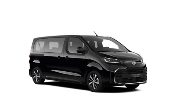 Ein schwarzer Toyota Proace Verso Electric Teamplayer auf einem weißen Hintergrund