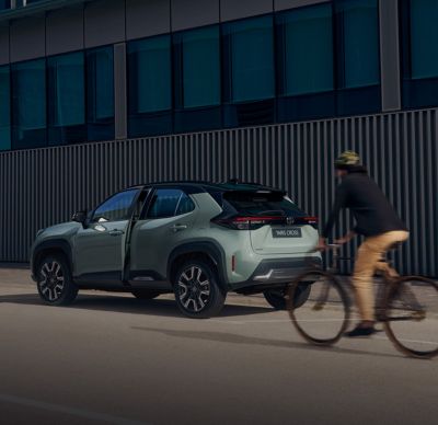 Yaris Cross parked with door slighlty opened