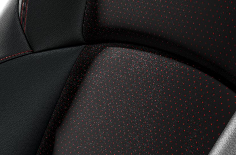 Zbliżenie tapicerki na fotelu Toyoty.