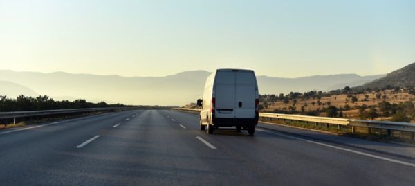 Van driving along motorway