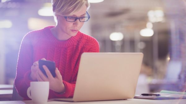 Woman browsing online