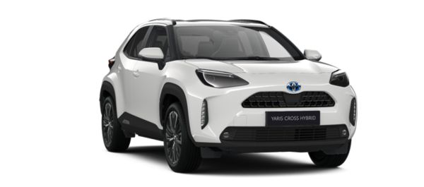 Vooraanzicht van een witte Yaris Cross